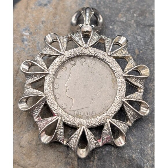 Jewelry - 1905 Liberty Head V Nickel Pendant • Ornate Vintage-Style Frame - U.M.M Finds
